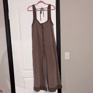 Mittoshop Taupe Jumpsuit with Adjustable Straps